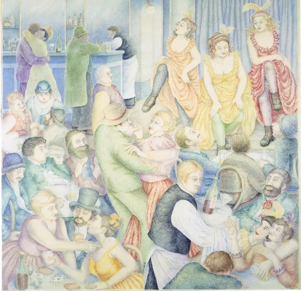 „Cancan“. 2003. Akvarelis, pastelis, krāsu zīmuļi, papīrs, 92 x 92 cm